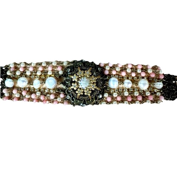 Sweet Romance USA Faux Mabe Victorian Revival 9-Strand Bracelet & Ring Set - Picture 8 of 16